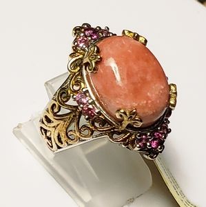 Rare Vintage STS Chuck Clemency Rhodochrosite & Garnet Ring